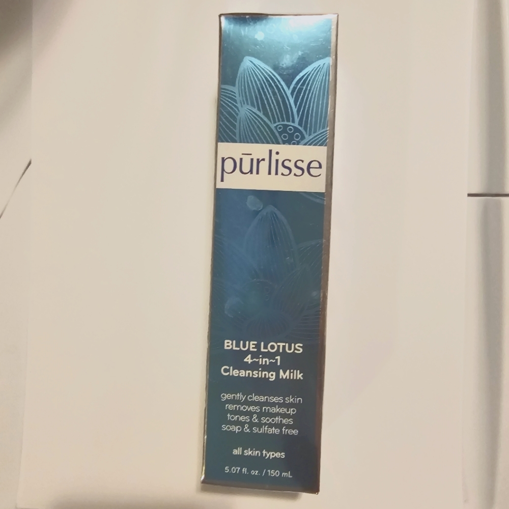 NIB Purlisse Blue Lotus 4-In-1 Cleansing Milk Gentle Cleanser Toner New